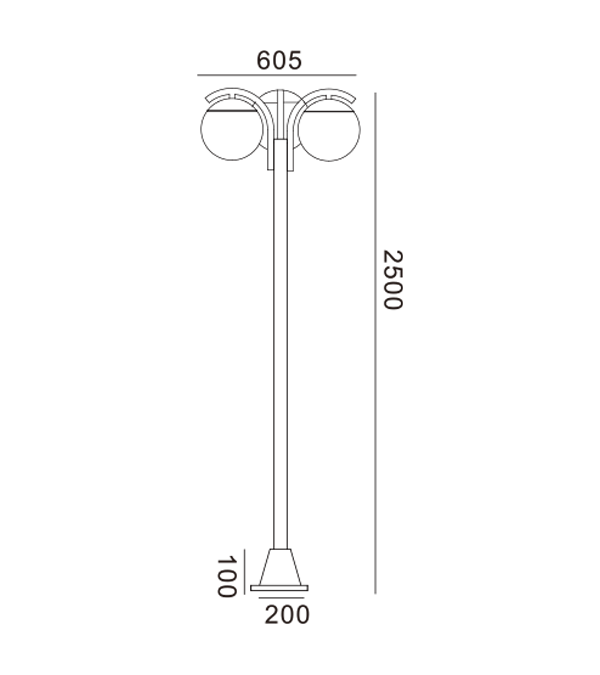 Đèn sân vườn ba vòng kính HR60694 Đèn sân vườn ba vòng kính HR60694