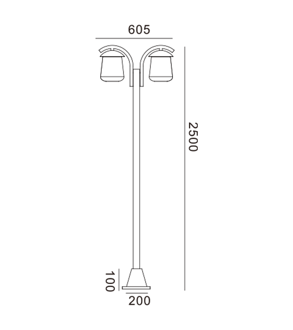 Đèn sân vườn hai đầu phẳng HR60703 Đèn sân vườn hai đầu phẳng HR60703